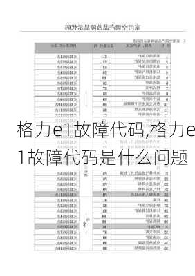 格力e1故障代码,格力e1故障代码是什么问题